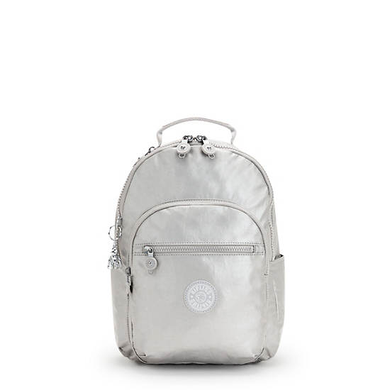 Kipling Seoul Small Metallic Tablet Ryggsekk Sølv | NO 1353VR